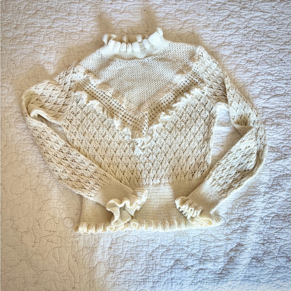 Zara boho  Cream Lace Women's Sweater size Small